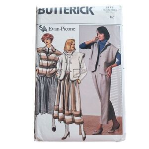 Vintage 80s Butterick Pattern 6719 Uncut Vest Skirt Pants Evan Picone 12